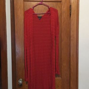 Red Cardigan Long Length